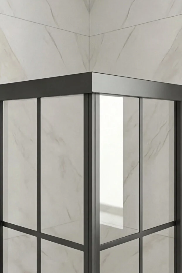 Duşakabin Kare 5mm Siyah Çizgi Cam 190cm